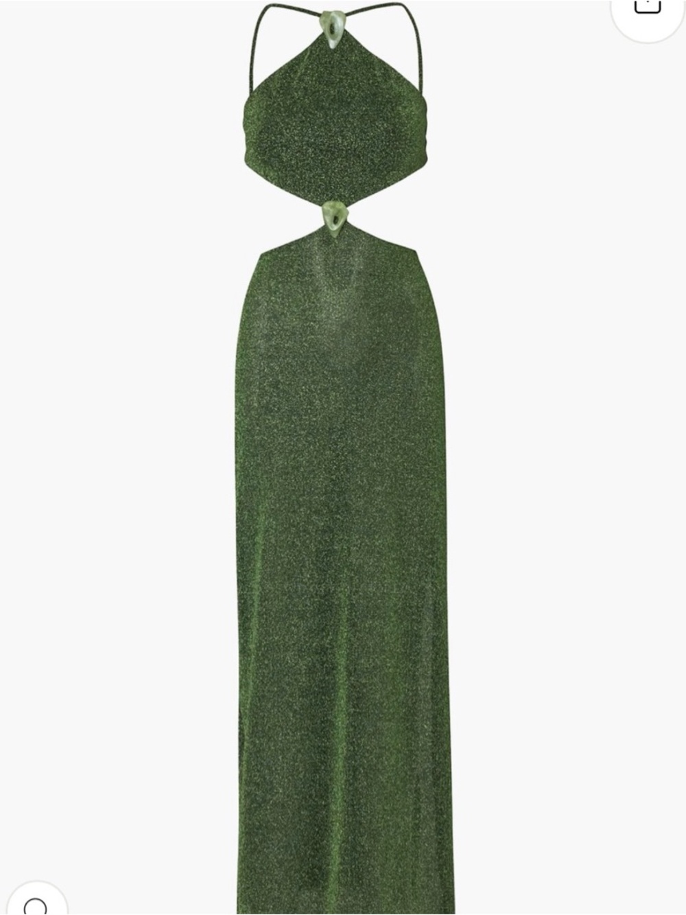 Baobab Collection Metallic Olive Green Halter Cutout Maxi Dress - Picture 2 of 4